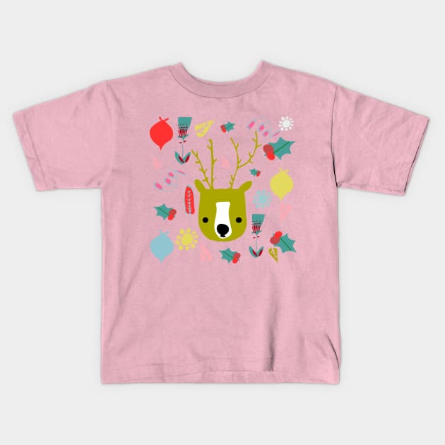 cute christmas deer Kids T-Shirt by bruxamagica